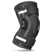 Front view of professional hinged knee brace with removable dual side stabilizers for ACL, PCL, and meniscus support