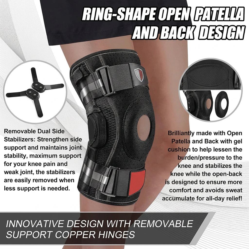 Unisex hinged knee brace suitable for men and women with arthritis, ACL, PCL, MCL, and meniscus support