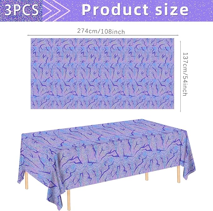 Holographic style purple tablecloth for party table decoration