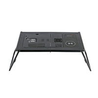 Compact home office laptop desk with device holder