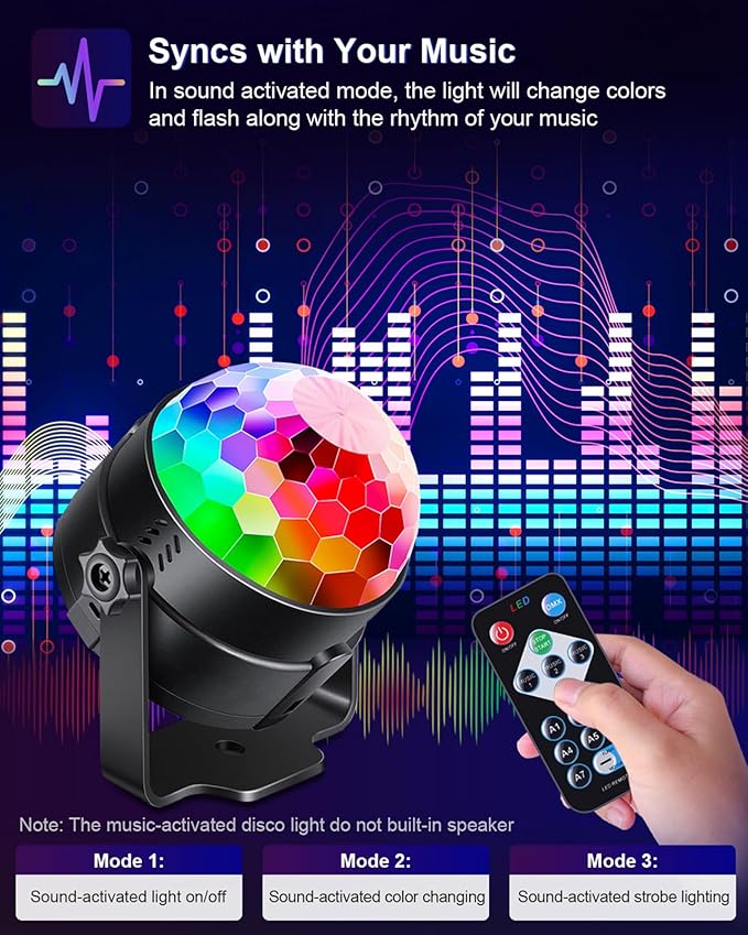 Home room party decoration lights with colorful disco effects