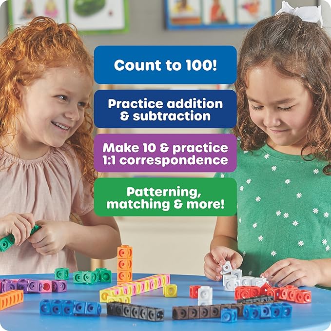 Homeschool math cubes set with 100 colorful pieces for basic numbers and classroom activities