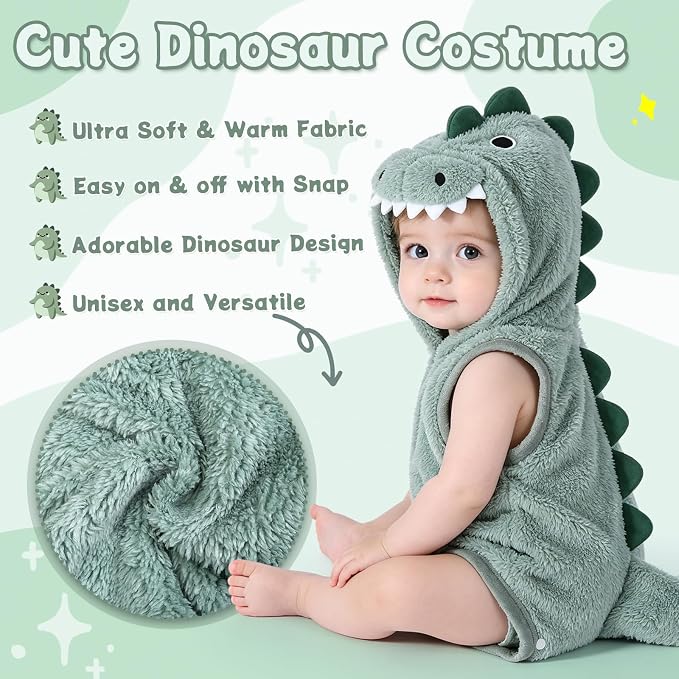 Dinosaur baby outfit with decorative teeth