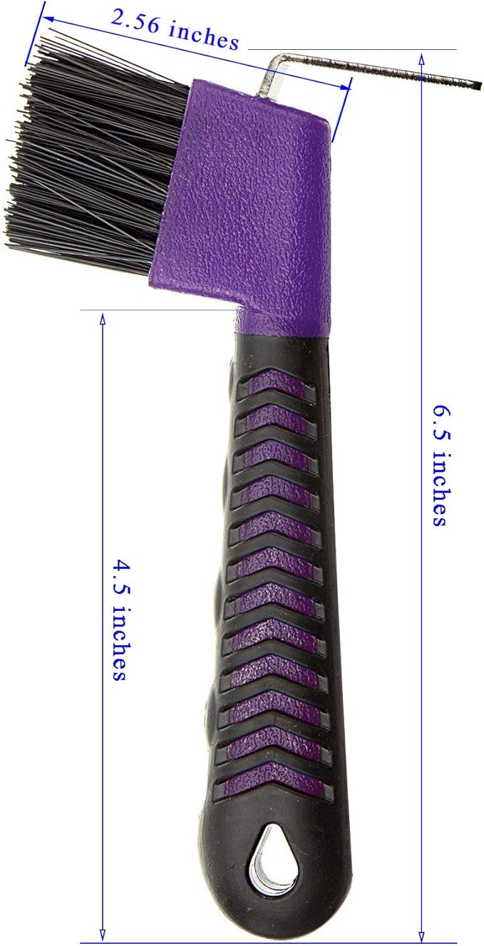 Set of 4 Horse Hoof Pick Brushes – Durable Stainless Steel Tip and Rubber Grip