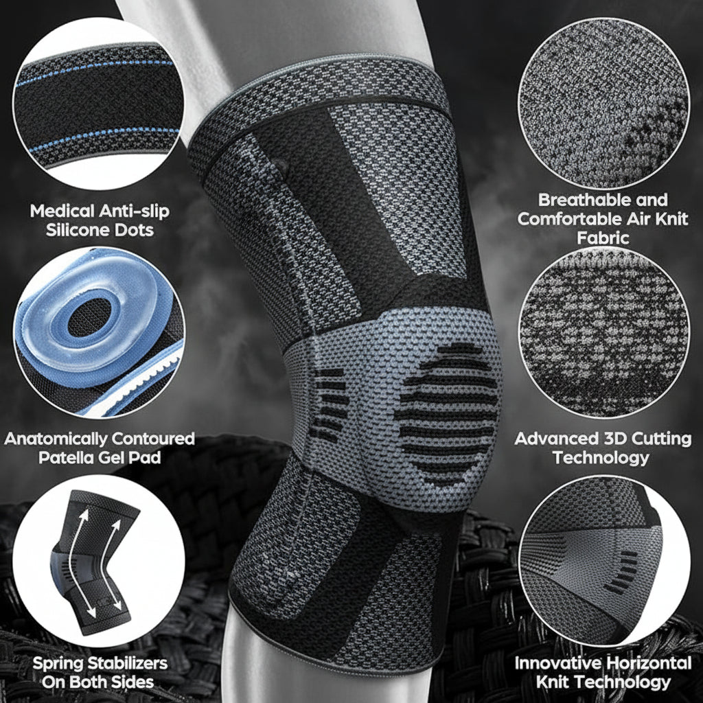 Horizontal knit knee support sleeve for men and women