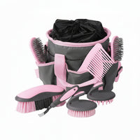 Seven piece grooming set for horse stable care