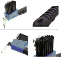 Cleaning Horse Hooves with 4Pcs Hoof Pick Brushes – Soft Touch Rubber Handle for Better Control