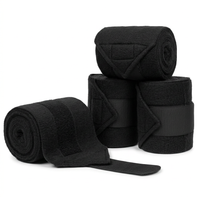 Horse Polo Leg Wraps Soft Fleece Equestrian Bandages - Cob Size (8.2ft) in Black