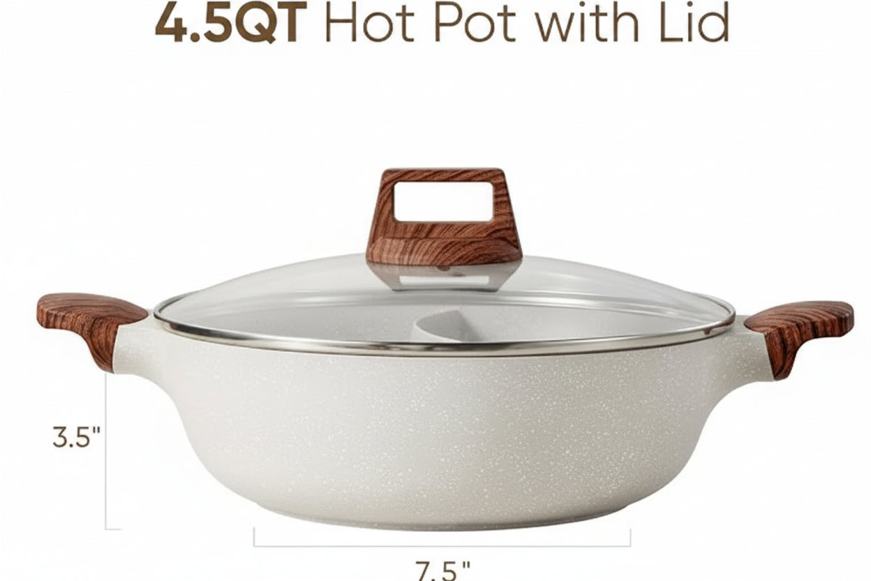 divided hot pot for two different broths
