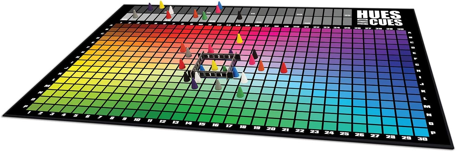 HUES and CUES board game pieces for color guessing fun
