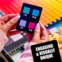 HUES and CUES game box with colorful squares