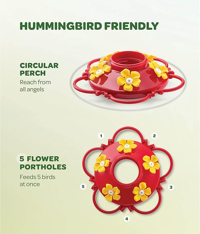 Hummingbird feeder for garden and patio use