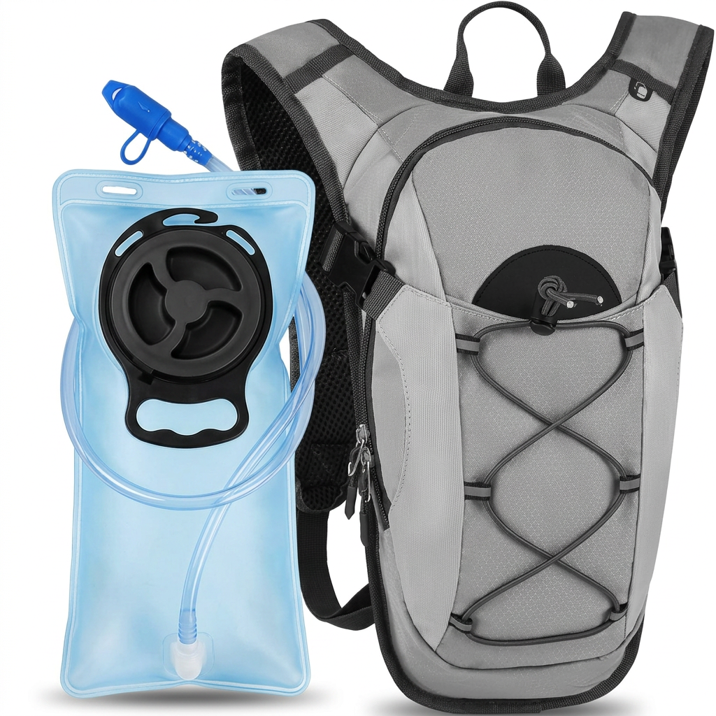 Hydration backpack with 2L water bladder for hiking running and outdoor adventures