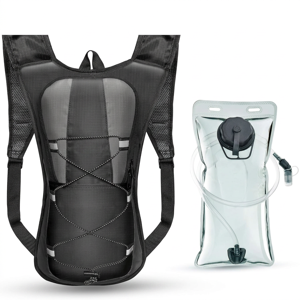 Hydration backpack with 2L water bladder for outdoor hiking running and biking