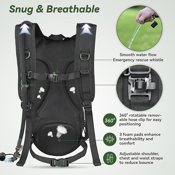 Hydration backpack with adjustable shoulder straps