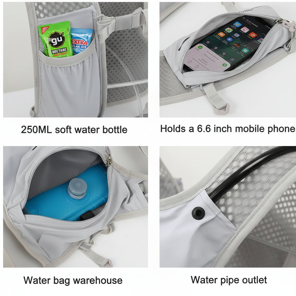 Back view of hydration backpack with water bladder compartment