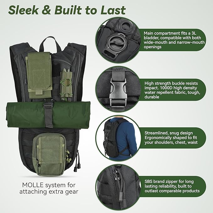 Hydration backpack for hiking and running