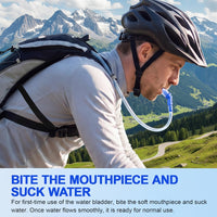 Rear view of hydration backpack with water bladder compartment