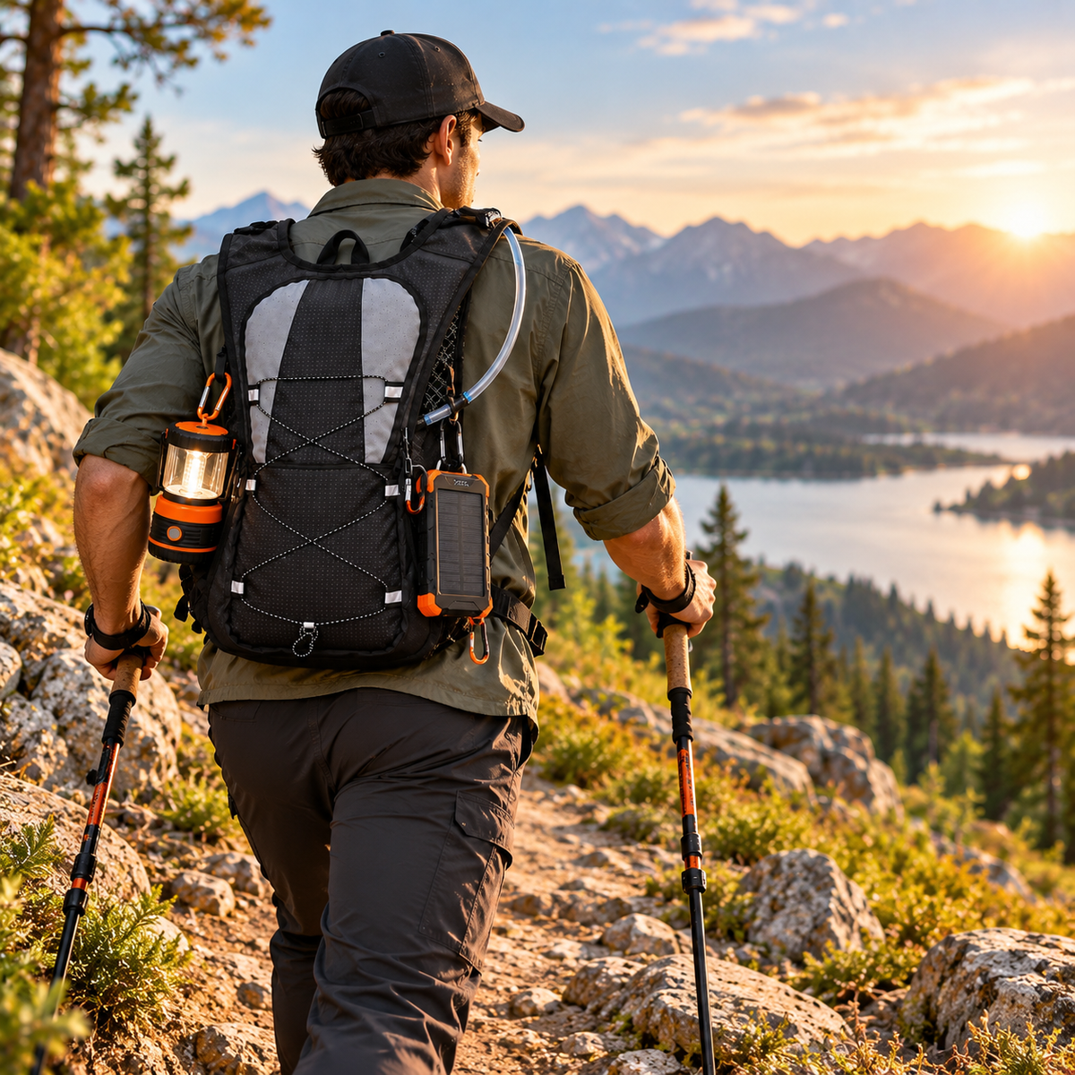 Lightweight hydration backpack with clear 2L water bladder and drinking tube