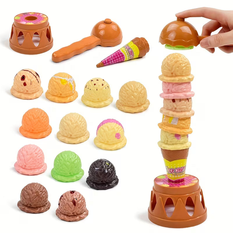 Ice cream tower balancing game for kids stacking fun