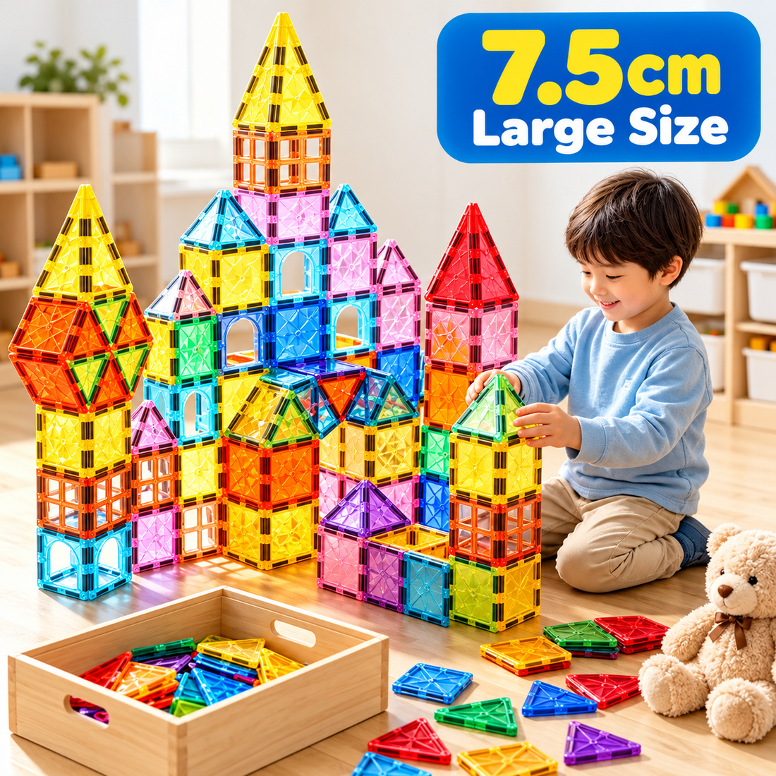 Ice pattern magnetic building blocks arranged as a connecting construction set.