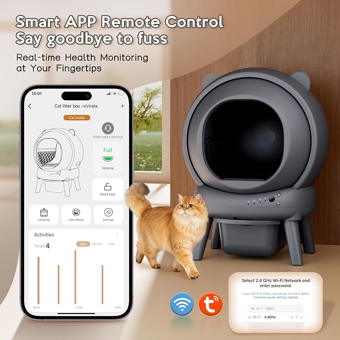 automatic cat litter box with 2 included garbage bags
