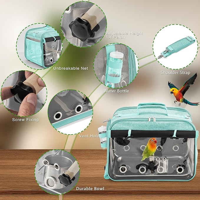 indestructible stainless steel bird travel carrier for parakeets and cockatiels