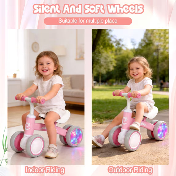 Indoor baby riding toy for smooth and level floors