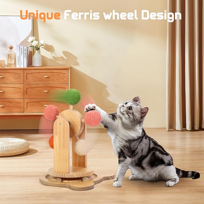 Indoor Cat Exercise Wheel with Wooden Base