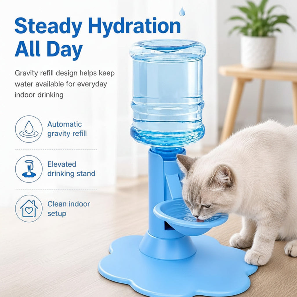 Indoor Cat Hydration Accessory With Automatic Water Dispensing Design