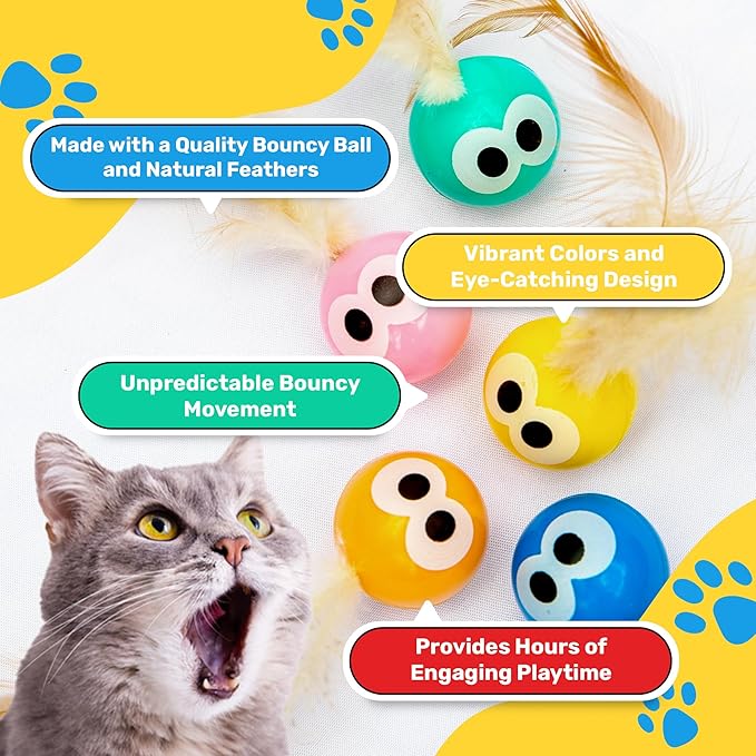 indoor cat play toy set with bouncy feather balls