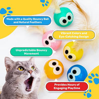 indoor cat play toy set with bouncy feather balls