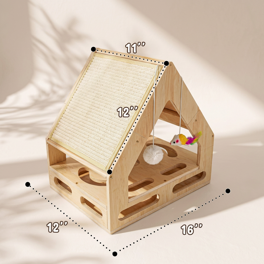 Indoor cat scratching toy with vertical scratching surface