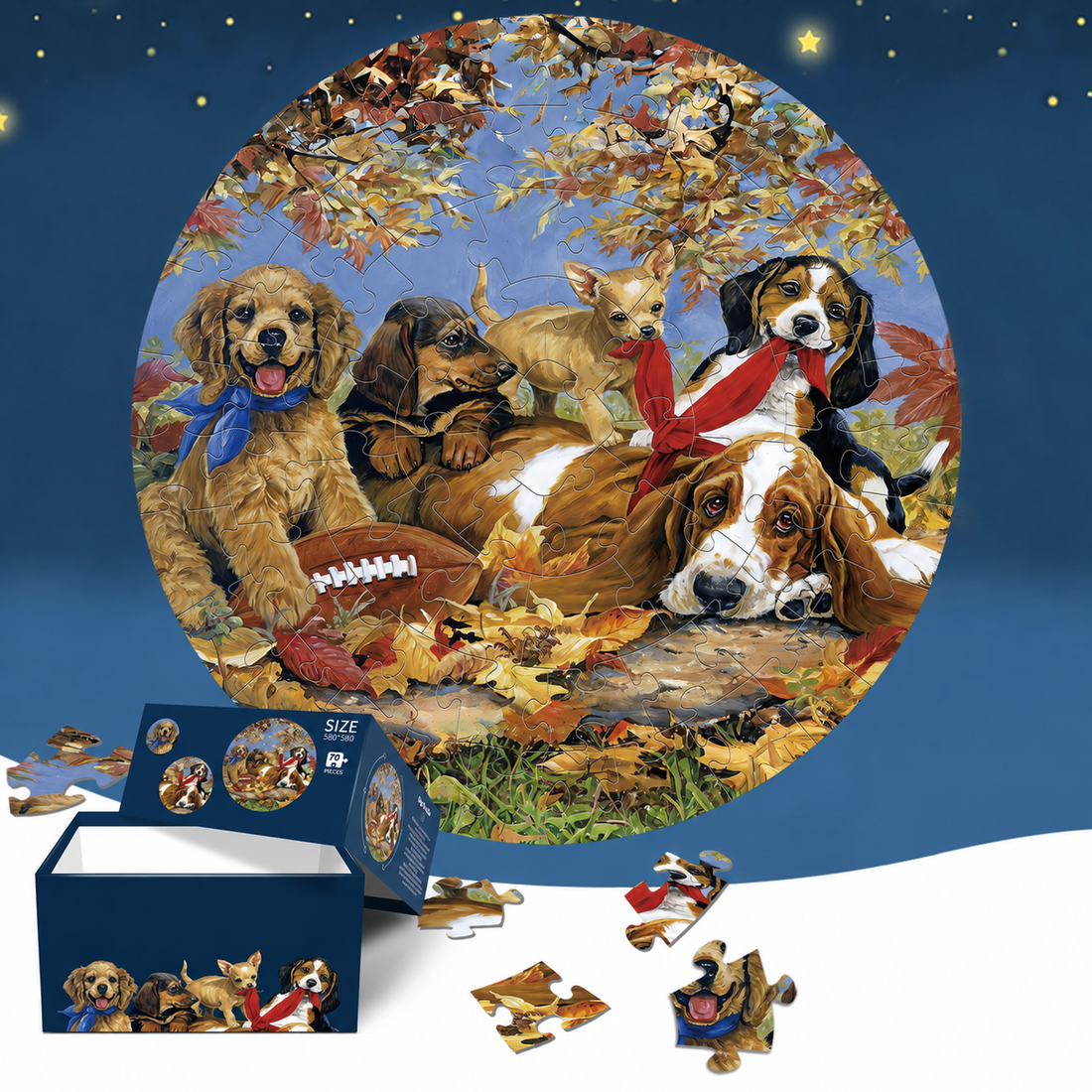 Indoor round puzzle for kids with dinosaur illustrations