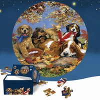 Indoor round puzzle for kids with dinosaur illustrations