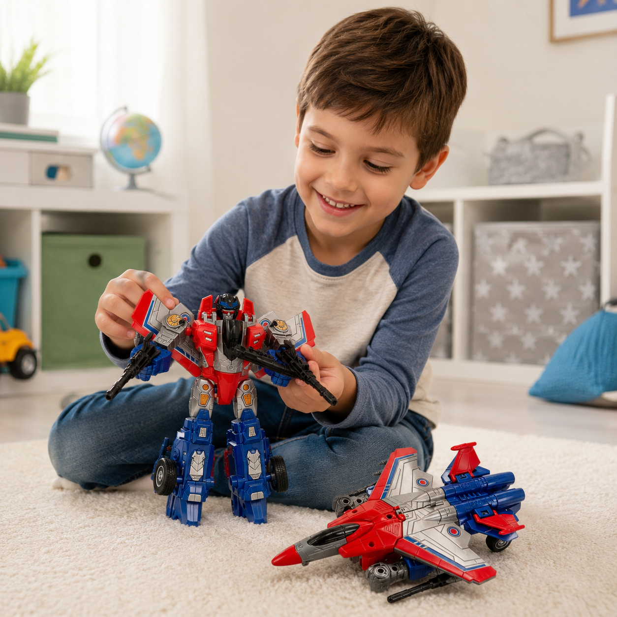 Robot vehicle toy for boys birthday gift and indoor play