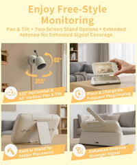 Compact infant camera positioned safely on a nursery shelf overlooking the baby's room