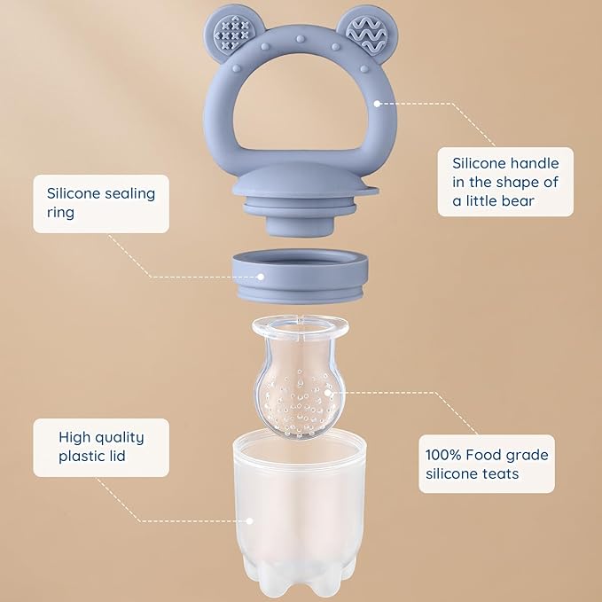 Infant food feeder with easy hold handle for daily baby mealtime use