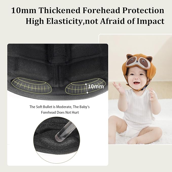 Adjustable infant head guard with chin strap for supervised everyday play