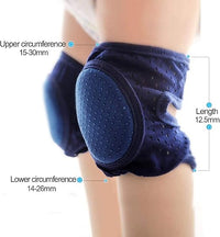 Flexible infant knee protector featuring a textured padded front section