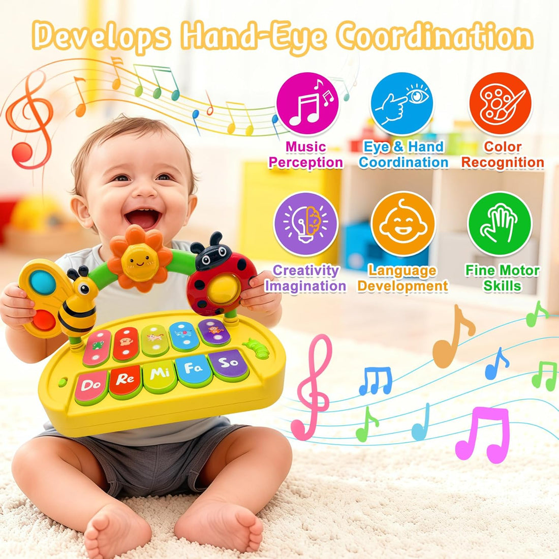 Infant musical keyboard toy for early learning and sensory play