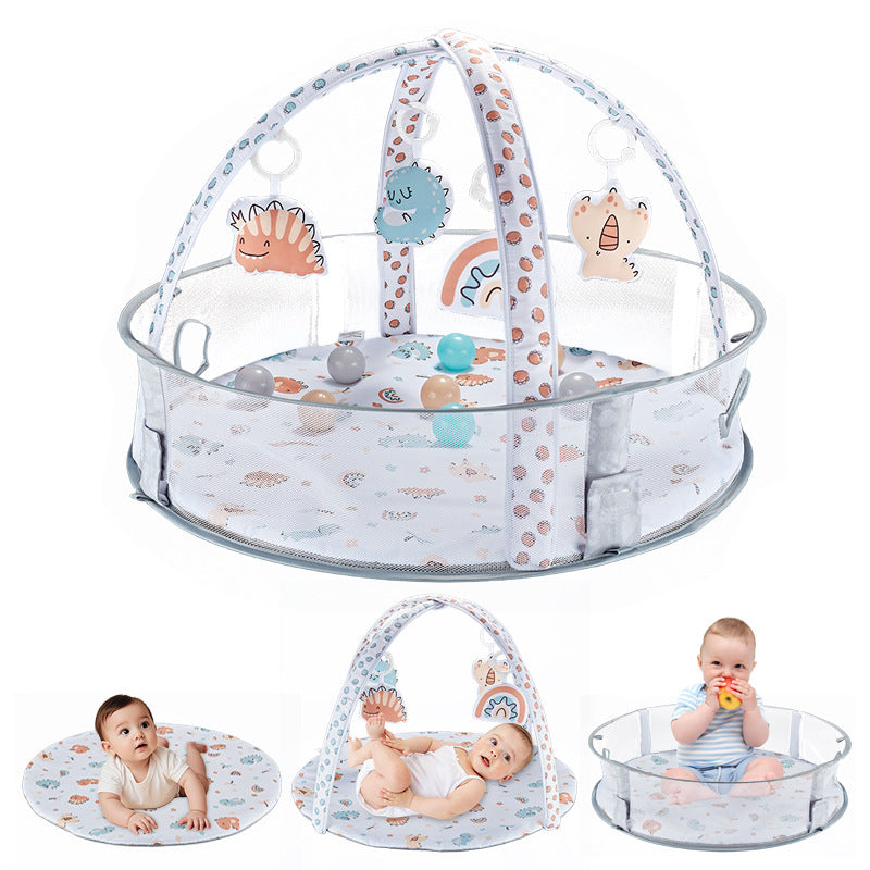 Infant activity play gym with overhead toy arches