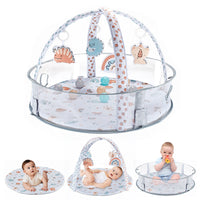 Infant activity play gym with overhead toy arches