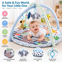 Infant play gym with colorful hanging animal toys