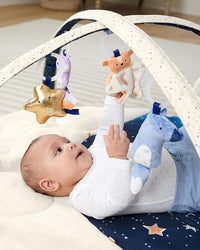 Soft infant play mat with detachable hanging activity toys