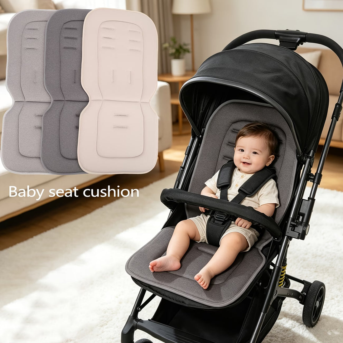 Ergonomic breathable stroller seat pad for infants and toddlers