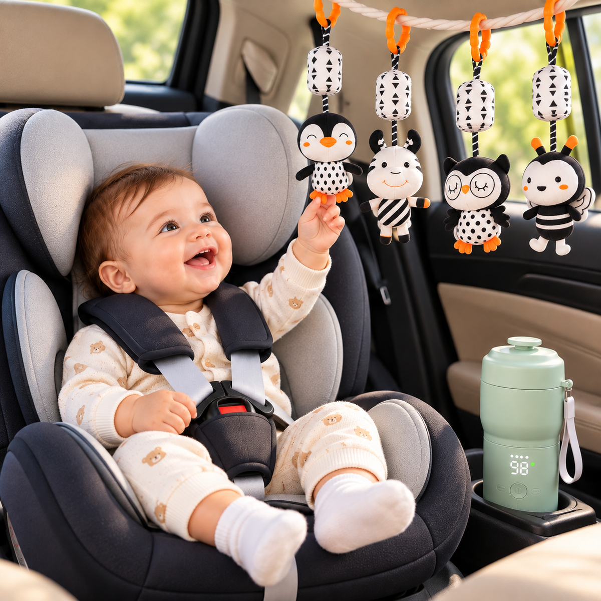 Padded infant car seat for everyday family travel