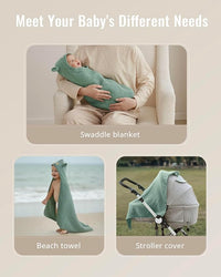 Generous size muslin baby hooded towel for newborn and infant