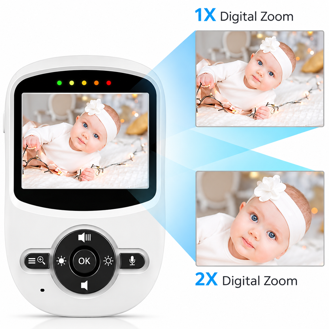 Infant camera monitor featuring night vision for checking the baby's room in low light