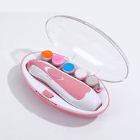 Infant electric grooming tool with compact body and protective accessory organizer